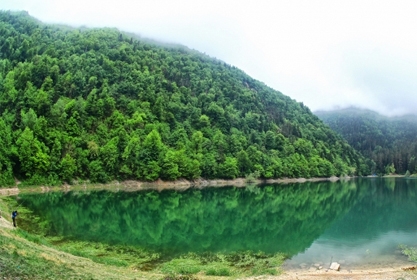 <p>Milli park tabelasından 2-3 kilometre içeri girildikten sonra, alabalık çiftliklerinin orada araçlardan inilerek, toprak yoldan yürüyüşe başlanıyor. Yol boyunca yerler sülüklü göl tabelalarını görebilirsiniz. 1700 yılların başında meydana gelen heyelan sonucu oluşan Sülüklü Göl, ismini göle alabalık bırakılmadan önce gölde yaşayan sülüklerden almaktadır.</p>